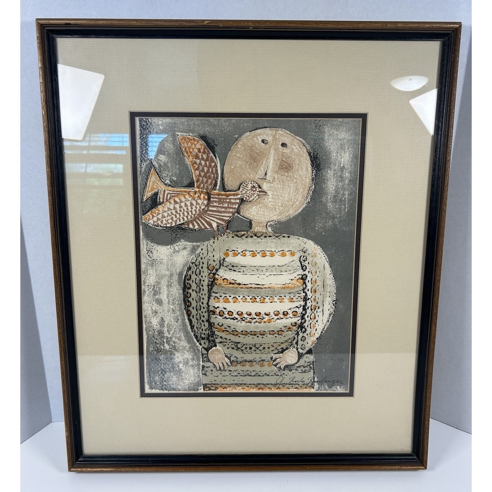 Graciela Rodo Boulanger Signed Color Lithograph Bird Suite #68 Framed Art COA